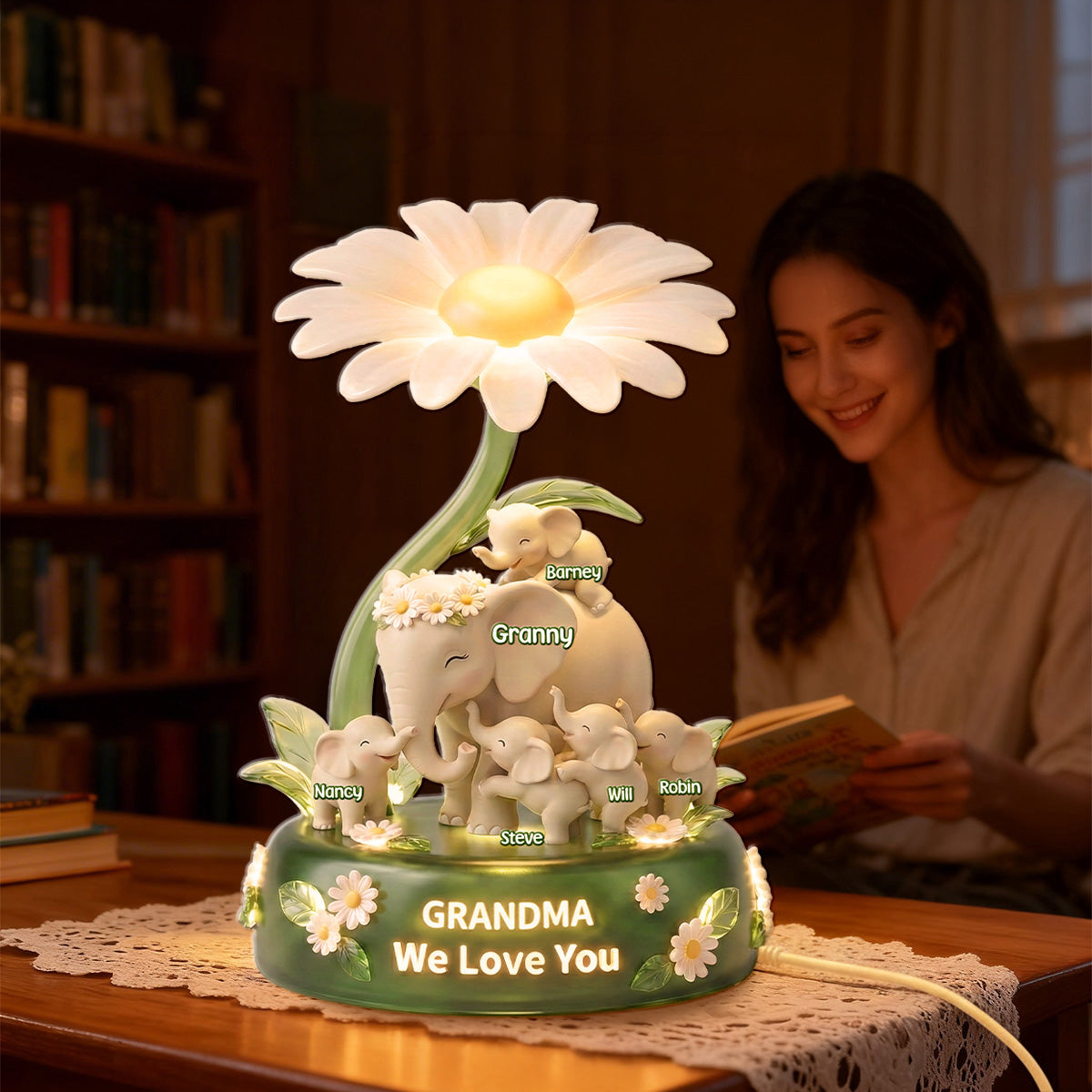 Elephant Mom Acrylic Light Box - Personalized Gifts For Mother and Grandma 03namg260226-Homacus
