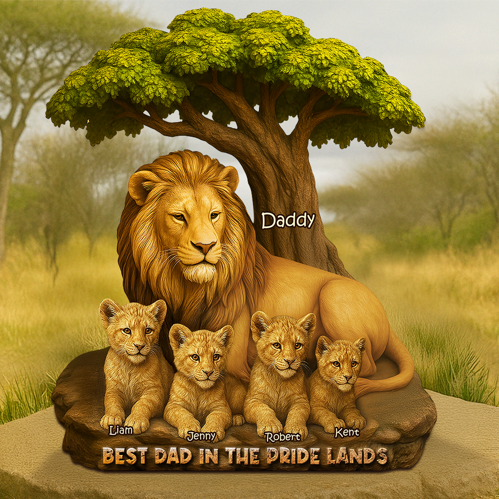 Lion Dad In The Pride Lands Plaque - Personalized Gift For Father 04XQPU230425-Homacus