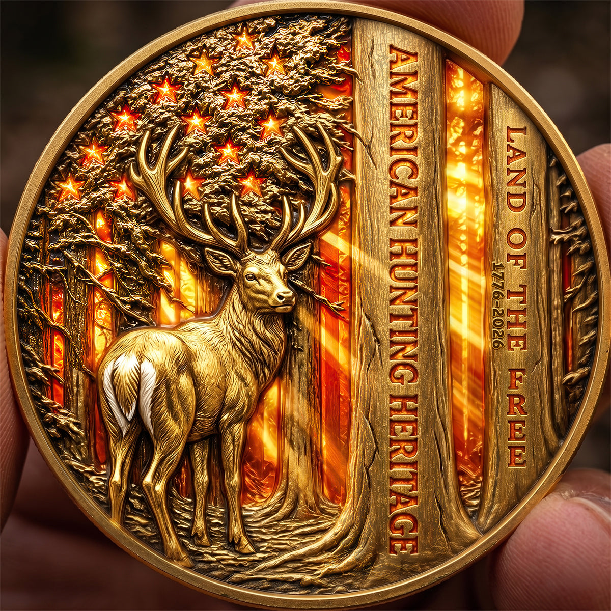 Free Deer In American Forest Coin, Personalized Gifts For Deer Hunter 02qhdt260526-Homacus
