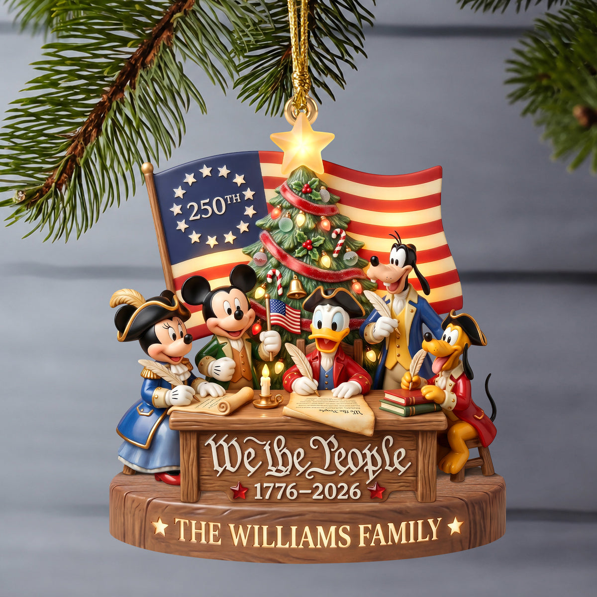 Patriotic 250th USA Anniversary Personalized Christmas Family Gifts 06PAQN240826