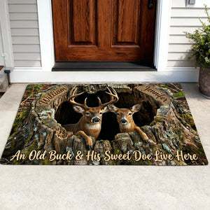 Deer Couple Doormat Personalized Gifts For Couple 06TGDT260126-Homacus