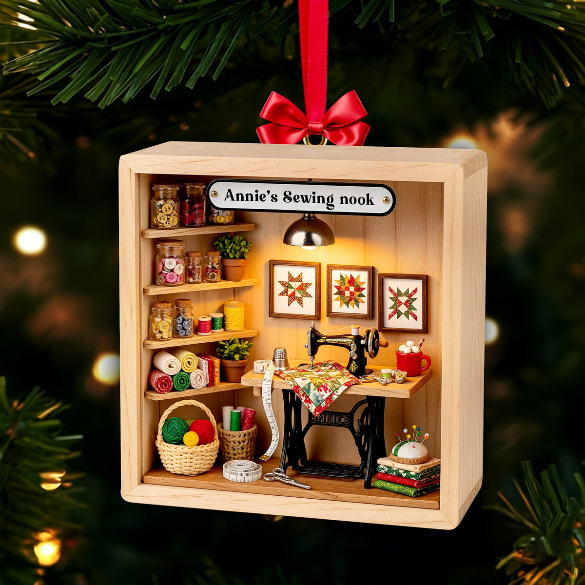 Cozy Sewing Nook Acrylic Ornament - Personalized Gift For Sewing Lovers 09PGLU281025-Homacus