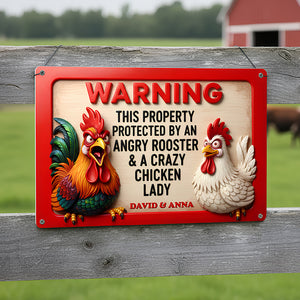 Funny Angry Rooster & Chicken Lady Metal Sign Personalized Gifts 05NADT261125-Homacus