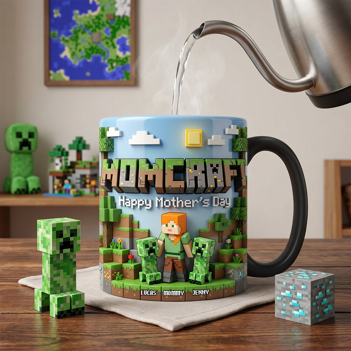 Pixel Mom & Mini Crew Magic Mug - Personalized Gifts For Mothers 01natn110426-Homacus