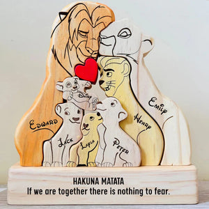 Lion Family Wooden Puzzle Gift For Family 01acxx290425-Homacus