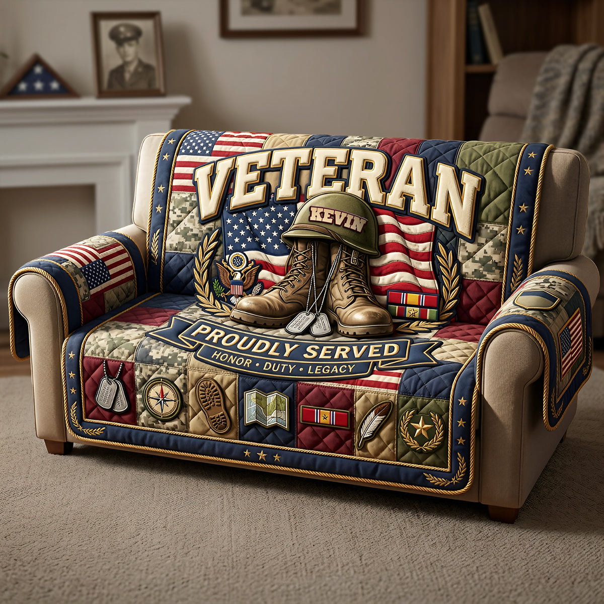 Proud Veteran Quilted Sofa Cover - Personalized Gifts For Veterans 03TYTA200626-Homacus