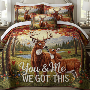 Deer Couple Personalized Gifts For Couple Quilt Bed Set You And Me We Got This 04natn110725-Homacus