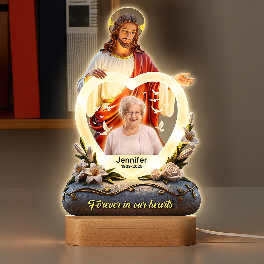 Jesus Forever In Our Heart Led Light - Personalized Custom Photo Gifts For Jesus Lovers 04HUQN030625-Homacus