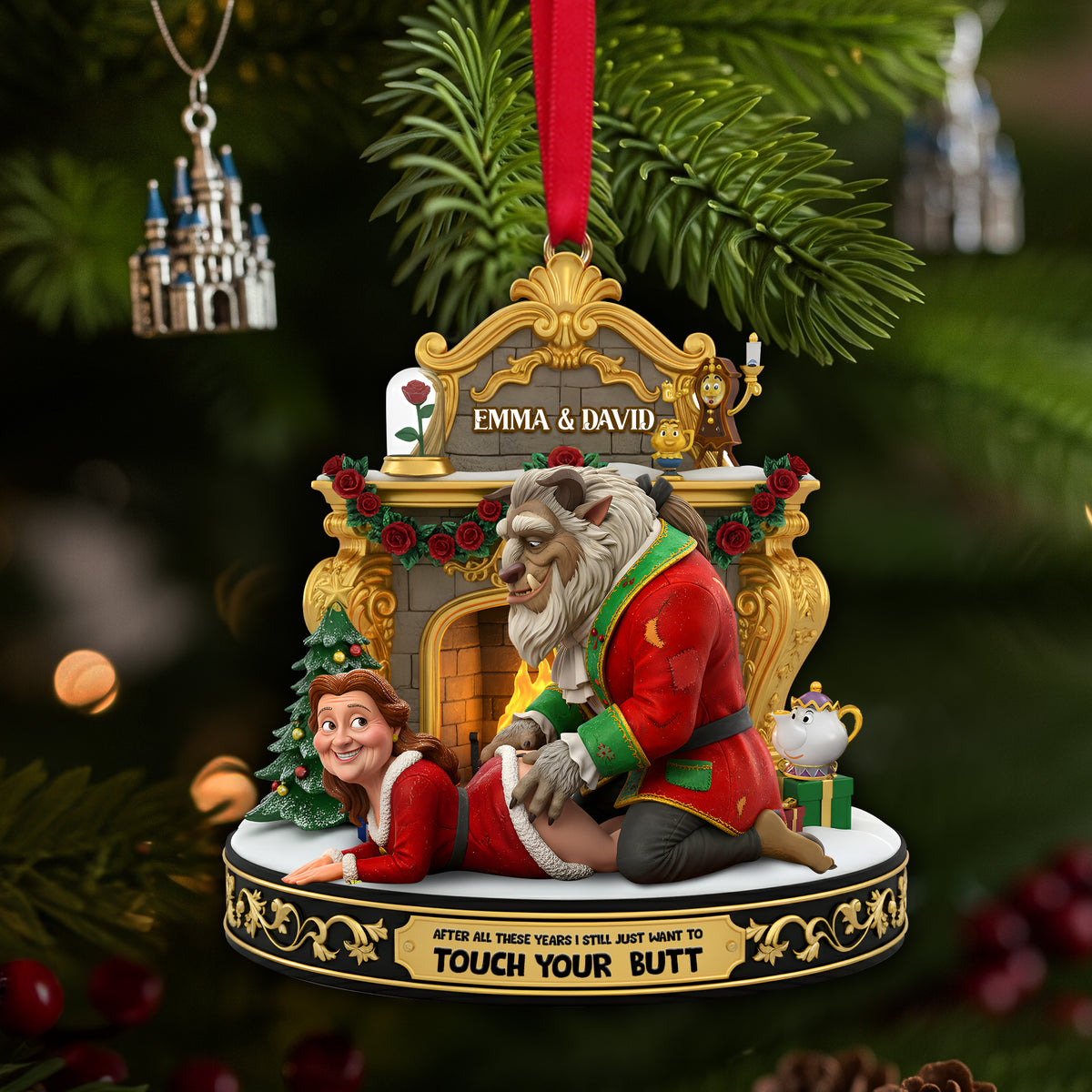Playful Touchy Couple Ornament - Personalized Christmas Gift For Couples 04OHLU230925-Homacus