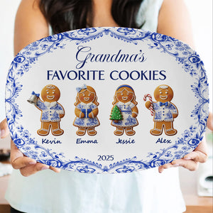 Grandma's Cookies - Personalized Christmas Gifts - Toile De Jouy Blue Floral Plate 02pgta290925-Homacus