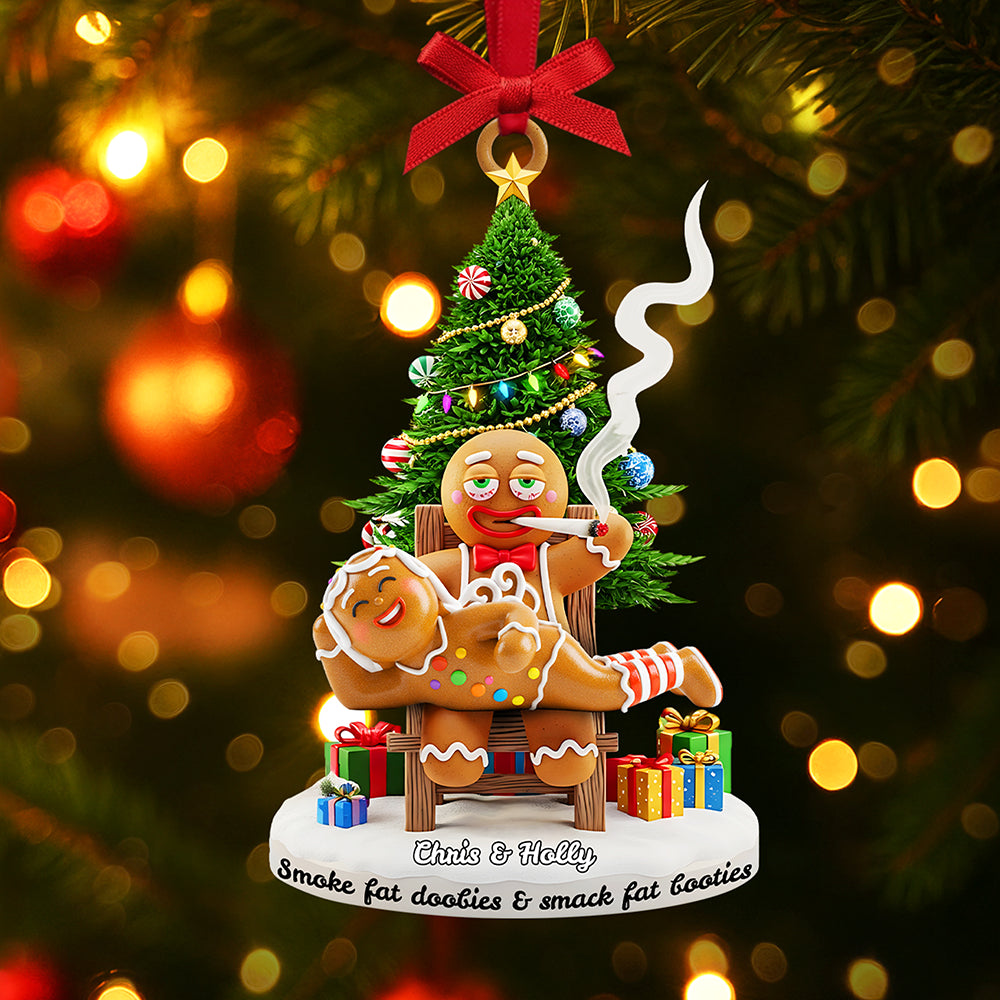 Smoking Gingerbreads Personalized Funny Gifts For Couple Christmas Ornament 04tota170925-Homacus