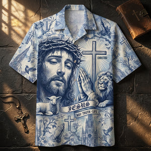 Jesus Toile de Jouy Hawaiian Shirt - Personalized Gifts For Christians 04hudt170626
