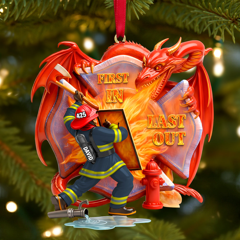 Firefighting With Dragon Acrylic Ornament - Personalized Gifts For Firefighter 04QHTN101125-Homacus