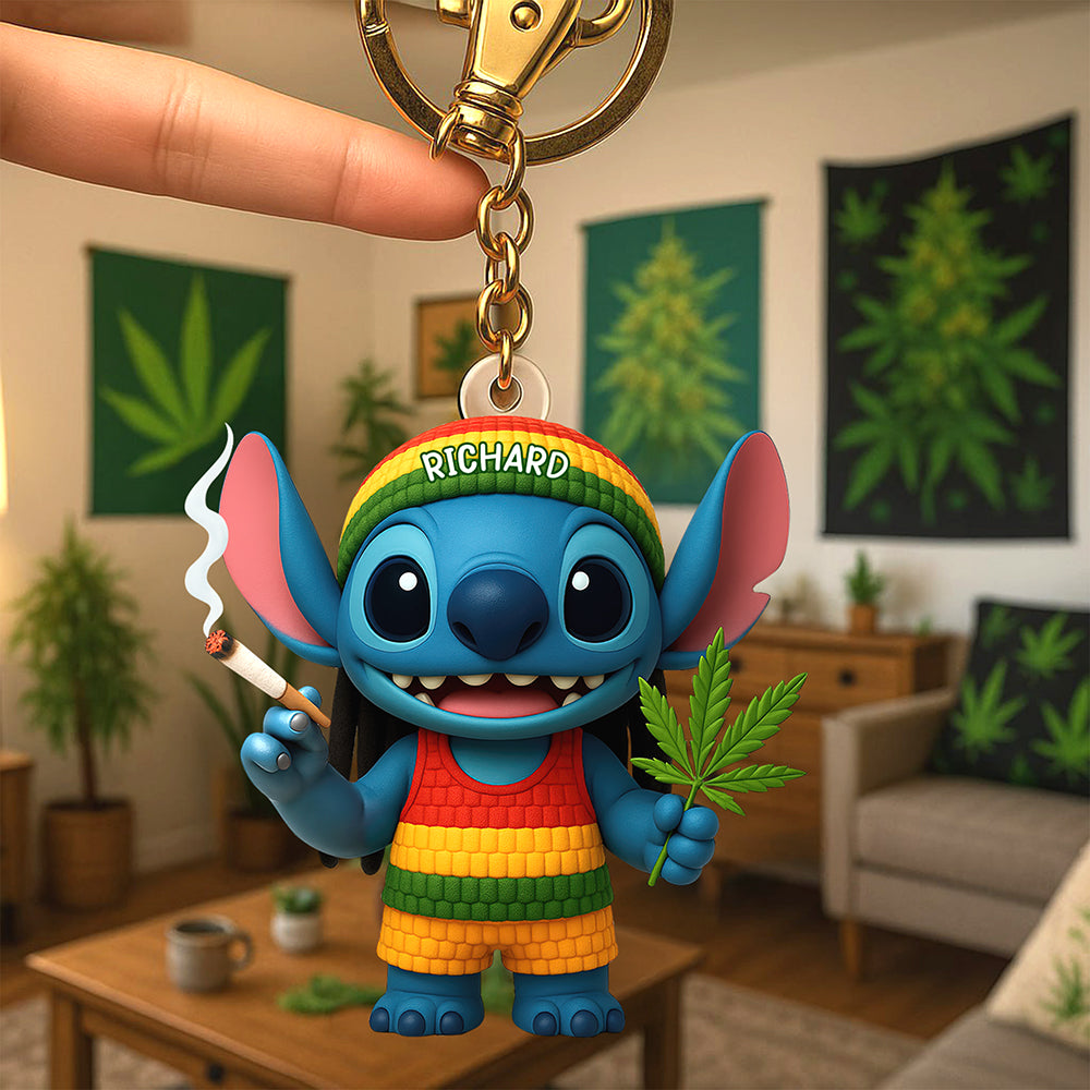 Cute Tropical Alien Acrylic Keychain - Personalized Gifts For Weed Lovers 06TOQN030625-Homacus