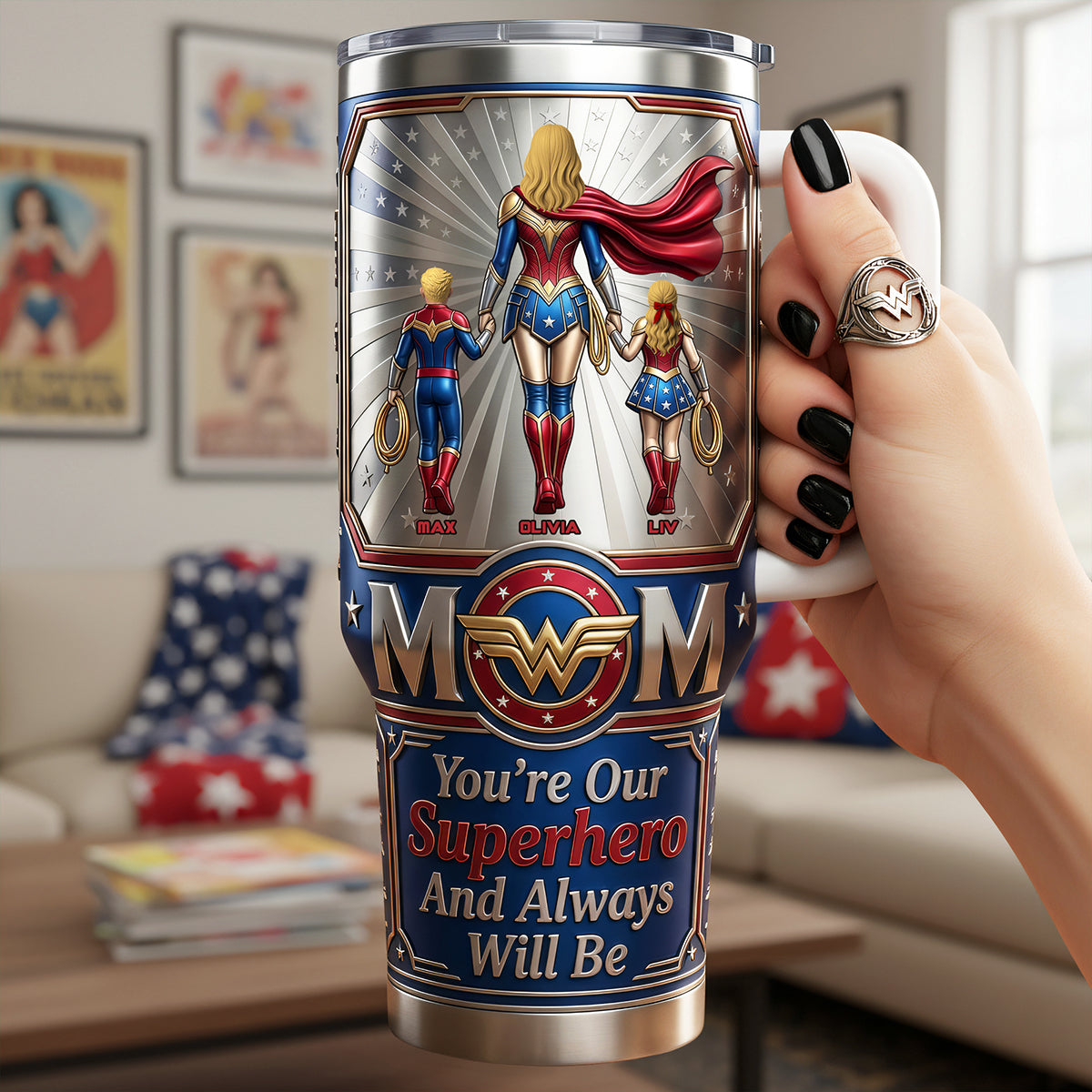 Powerful Mom & Little Ones 40oz Tumbler - Personalized Gift For Mom 02NATA100326-Homacus