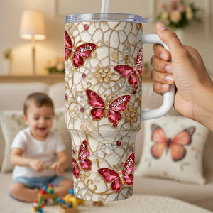 Sparkling Butterfly Floral 40oz Tumbler - Personalized Gifts For Mom 03kimg180326-Homacus