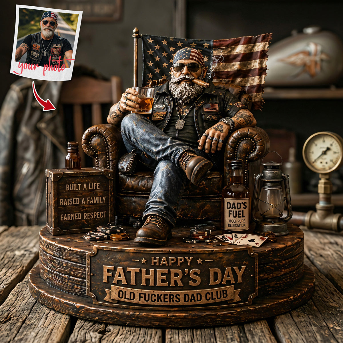 Old Biker Dad Acrylic Plaque Custom Photo Gifts For Dad 02TOTA240426-Homacus