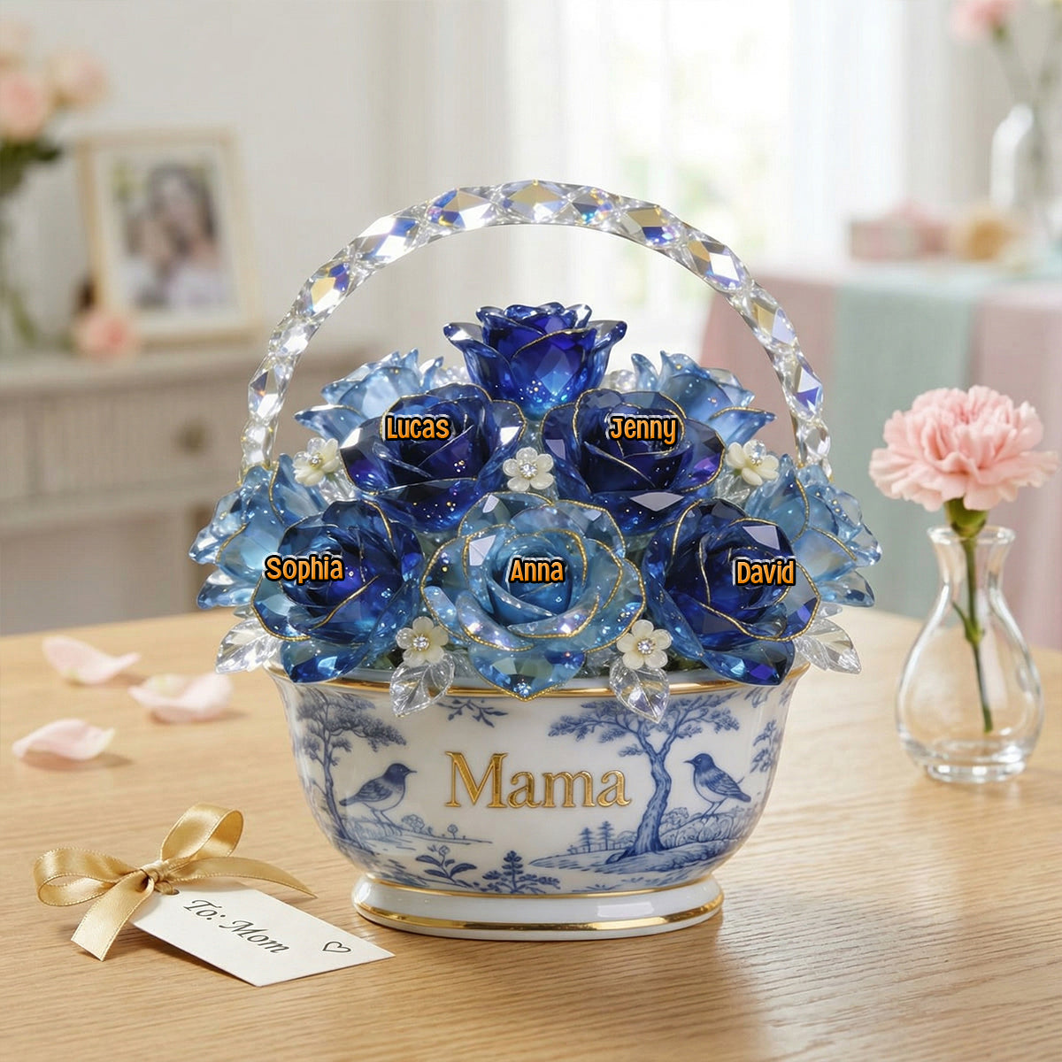 Toile De Jouy Flower Basket Mom Acrylic Plaque - Personalized Gifts For Mother's Day 05PGTN310326-Homacus