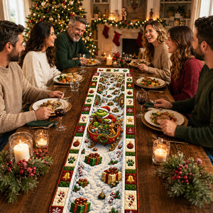 Festive Winter Quilted Table Runner - Personalize Gifts For Christmas 03hadt150826-Homacus