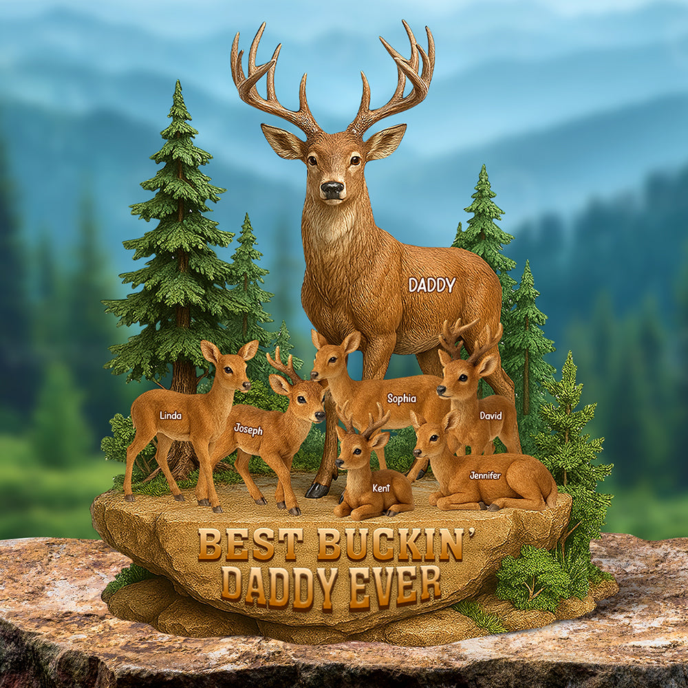 Festive Buck Family Plaque – Custom Christmas Gifts For Outdoor-Loving Dad 03naqn150425-Homacus