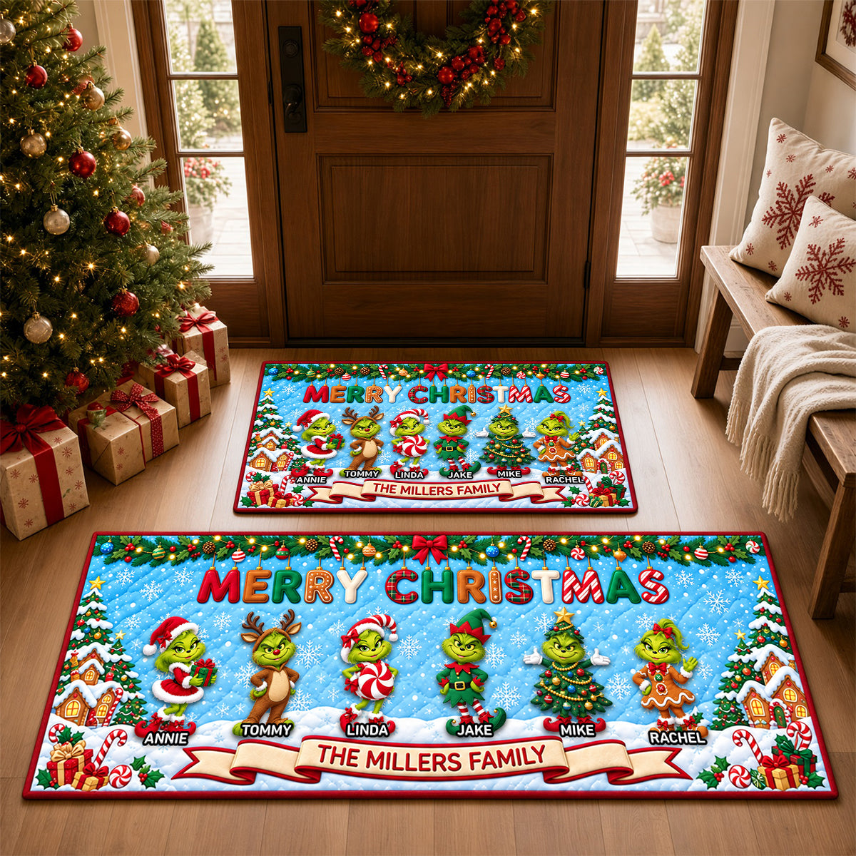 Furry Naughty Family Runner Rug - Personalized Christmas Gifts For Family 03padh011026