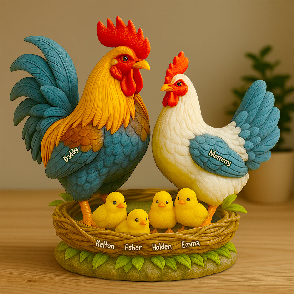 Chicken Family Acrylic Plaque Personalized Gifts For Dad 05XQDT030525-Homacus