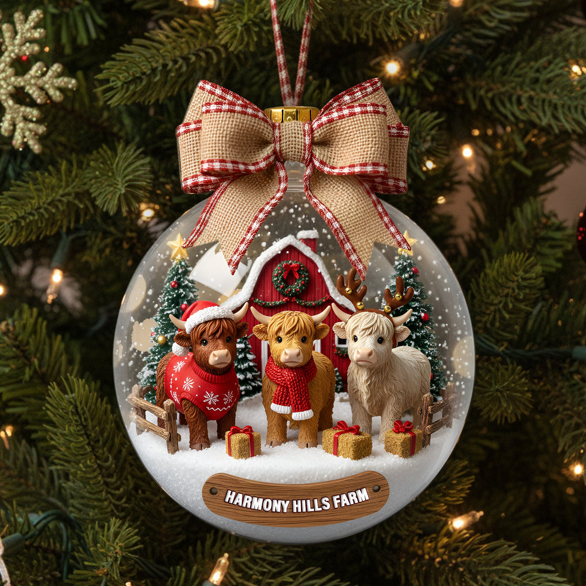 Rustic Highland Cow Farm Ornament - Personalized Gifts For Highland Cow Lovers 05HYLU291025-Homacus