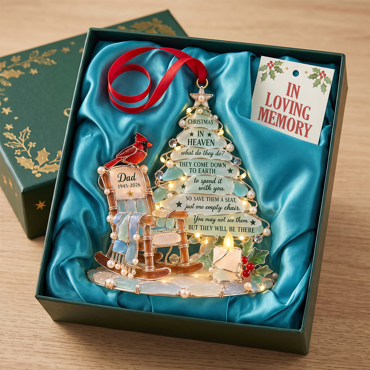 Christmas In Heaven Sea Glass Acrylic Ornament, Personalized Keepsake To Remember Departed Ones 04QHTN250926