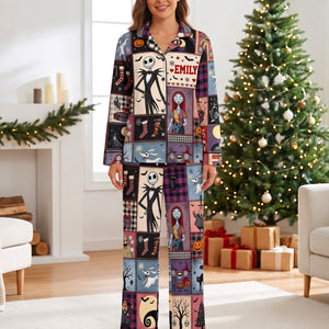 Mischievous Night Button Up Pajama Set - Personalized Gifts For Couple 06NAQN270826