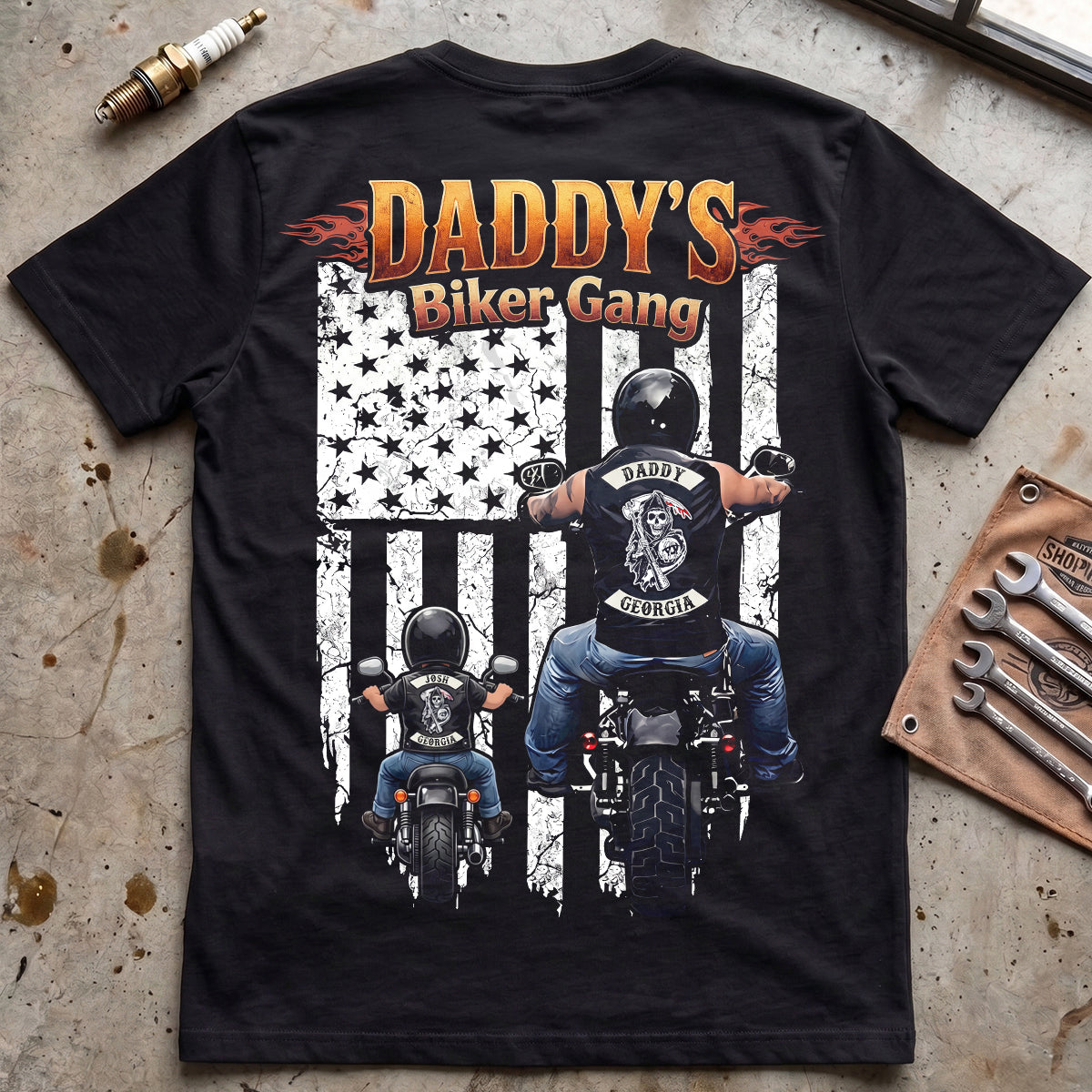 Daddy’s Biker Gang Shirt - Personalized Gift For Dads 01HUDT230526-Homacus
