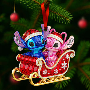 Alien Couple Sleigh Christmas Ornament - Personalized Christmas Gifts For Couple 03PGLU160825-Homacus