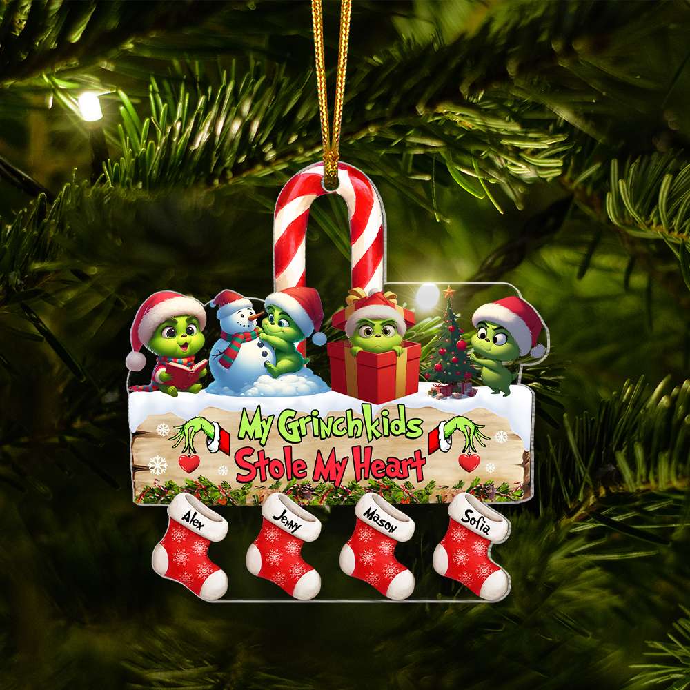 Personalized Gift For Grandma Christmas Ornament Green Monster Kids 01KAMH261124-Homacus