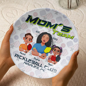 Personalized Gift For Pickleball Mom Ceramic Round Plate- Mom's Team 01XQLU200325PA-Homacus