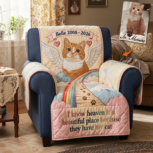 Pet At Rainbow Bridge Quilted Armchair Cover, Personalized Keepsake To Remeber Departed Dog & Cat 03qhta270126-Homacus