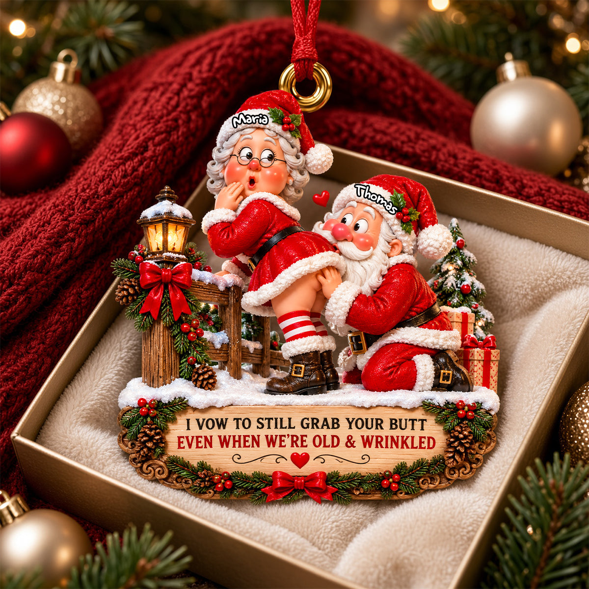 Sweet Santa Couple Ornament - Personalized Christmas Gift For Couples 01NADH260926-Homacus