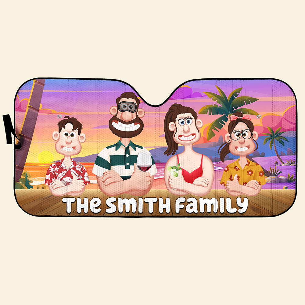 Personalized Gifts For Family Windshield Sunshade 05xqqn210125pa Summer Vacation-Homacus