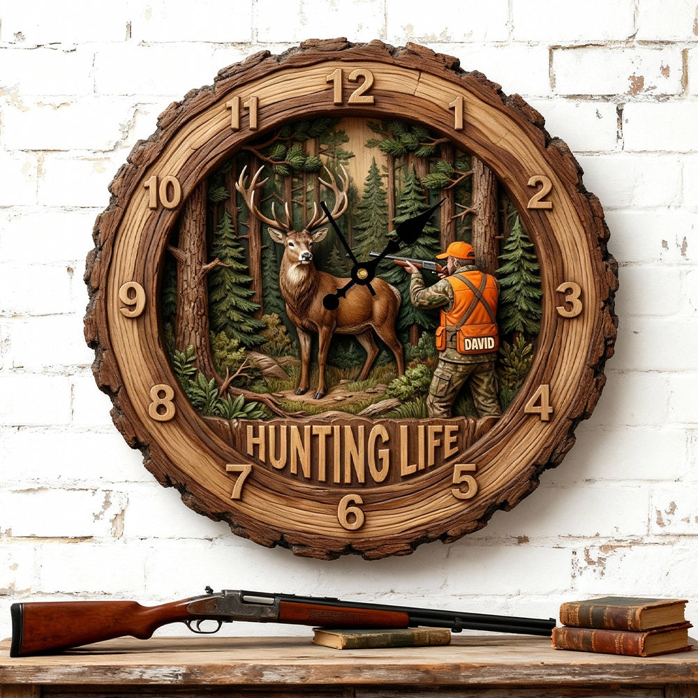 Personalized Gifts For Hunters Acrylic Hanging Wall Clock 03HUTN231225-Homacus