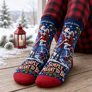 Dark Whimsical Couple Middle Tube Socks - Personalized Christmas Gifts For Couples 04TYQN190926