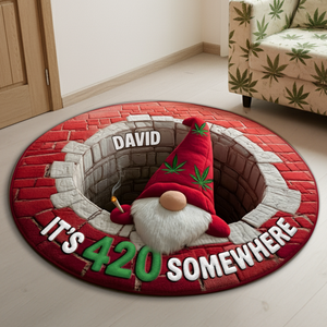 Chill Gnome Weed Round Mat - Personalized Christmas Gifts For Stoners 04TOLU220925-Homacus