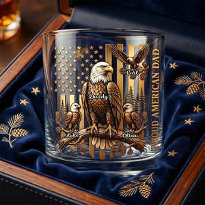 Proud Eagle Dad Round Glass - Personalized Gifts For Dad 04padh260526-Homacus