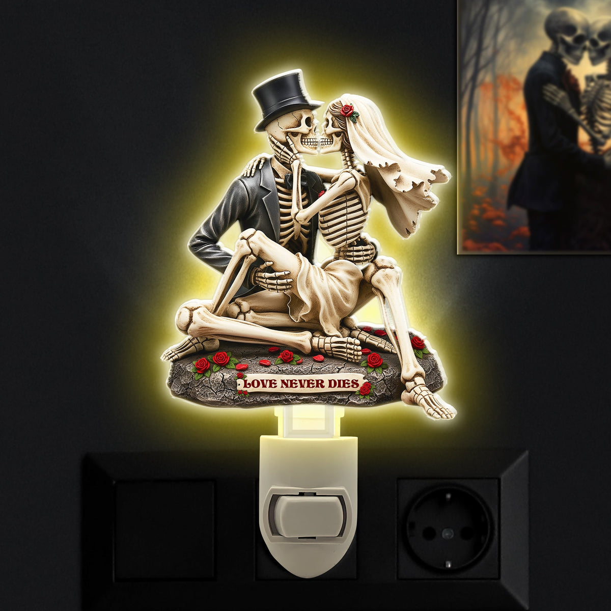 Skull Couple Acrylic Night Light - Personalized Gift For Couple 03NALU090625-Homacus