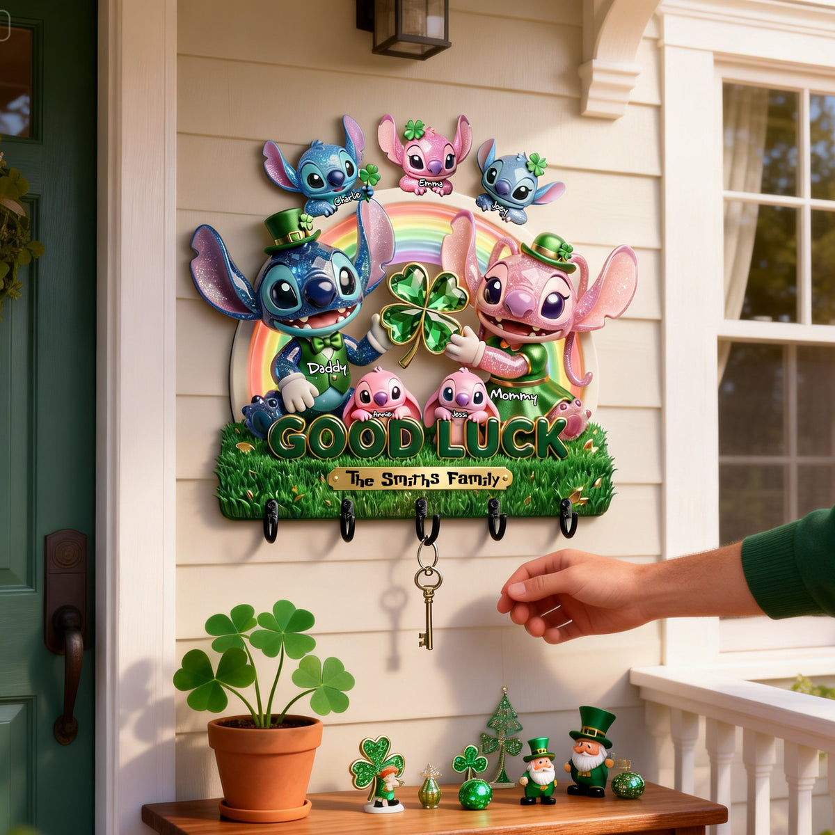 Lucky Family Acrylic Key Hanger - Personalized Gifts For St Patrick's Day 02PALU230226-Homacus