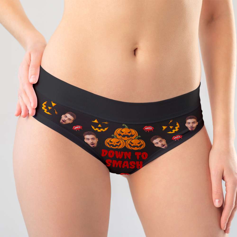 Custom Photo Gifts For Couple Boxer Briefs Halloween Pumpkin Smash Just Tip 03XQDT010824-Homacus