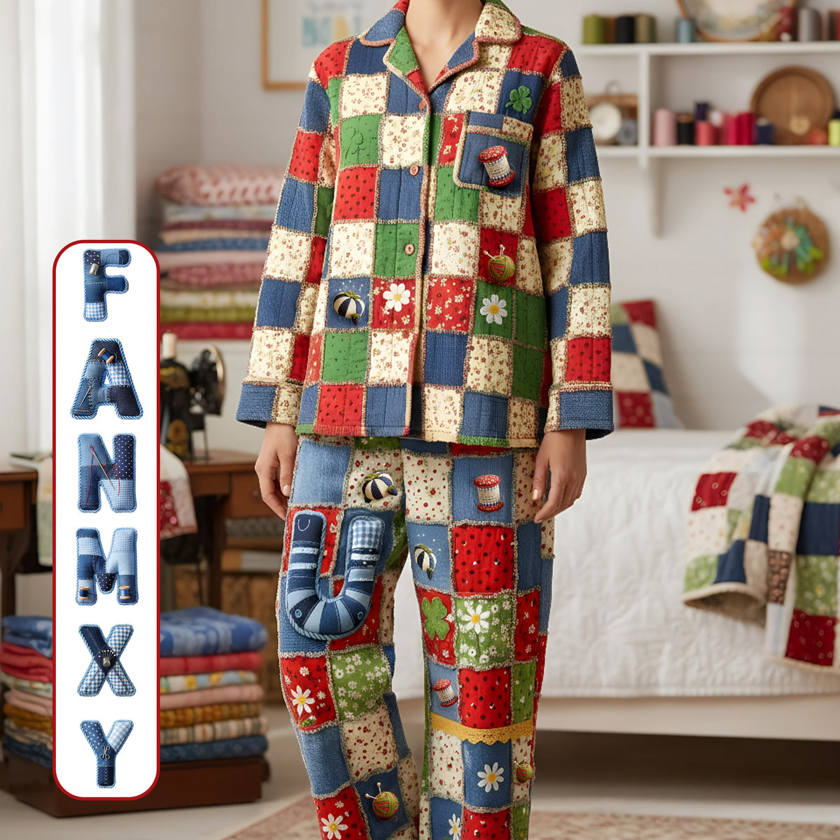 Sewing Patchwork Pajama Set - Personalized Gifts For Sewing Lovers 03pamg101225-Homacus
