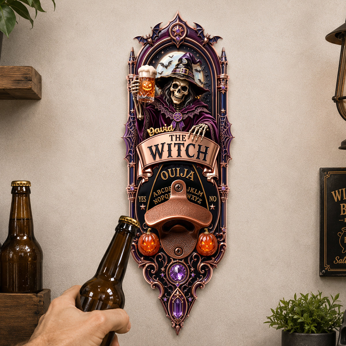 Pour The Magic Wooden Wall Hanging Bottle Opener - Personalized Gifts 02PADH060826-Homacus