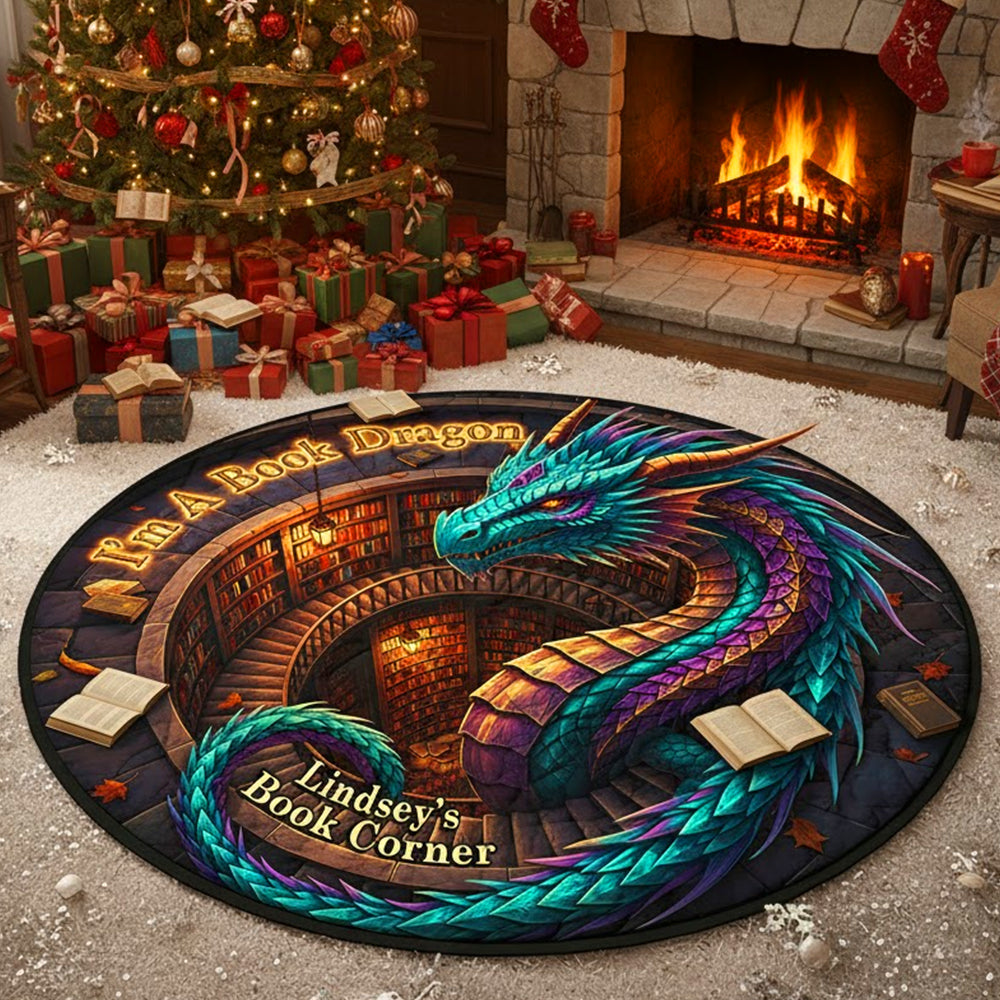 Personalized Gifts For Book Lovers Dragon Quilted Round Mat 02hutn071025-Homacus