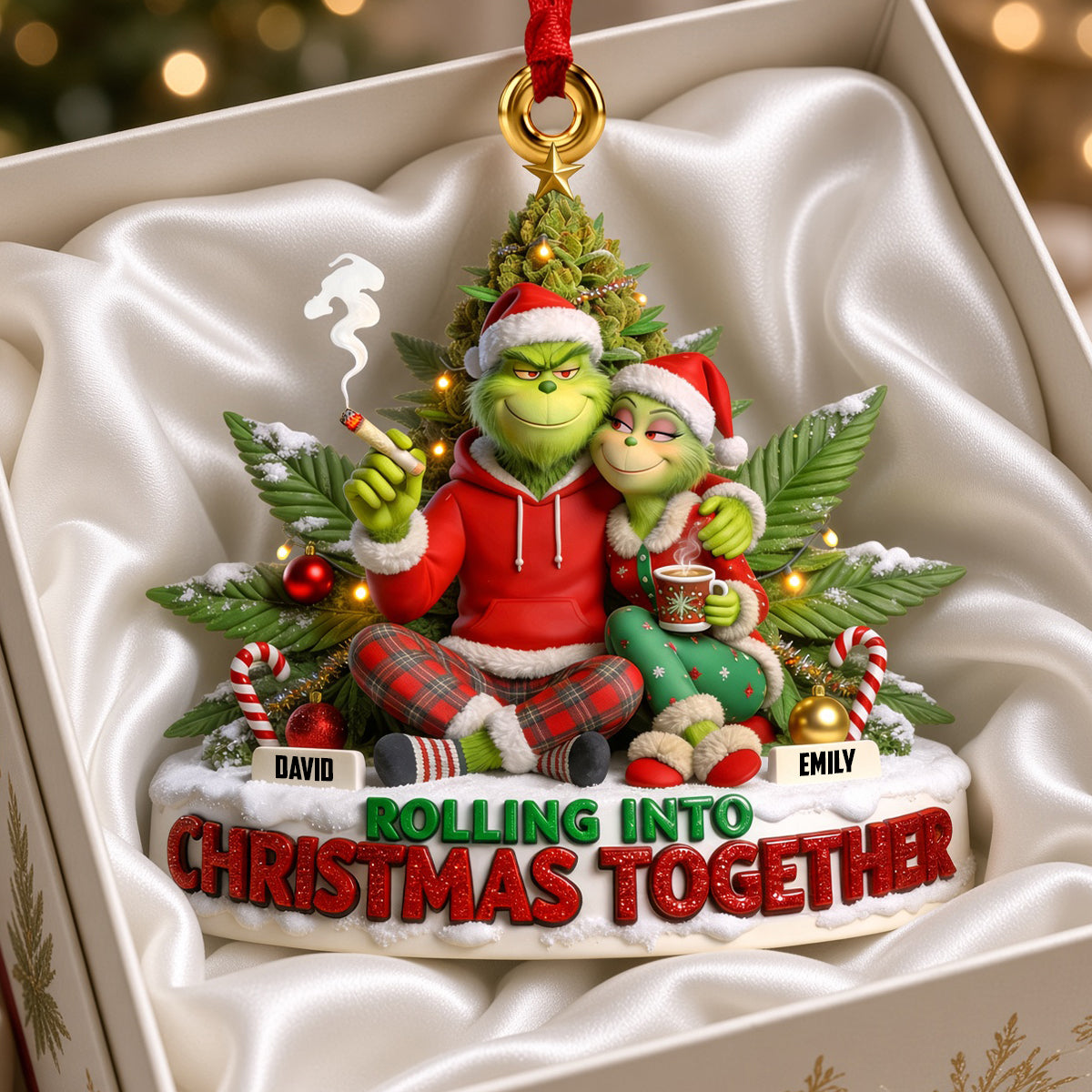 Rolling Into Christmas Together Acrylic Ornament - Personalized Gift For Couples 06TODH150926-Homacus