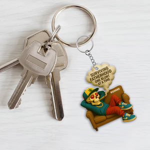 Fatherhood Keychain Personalized Gifts For Dad 04TOQN200525-Homacus