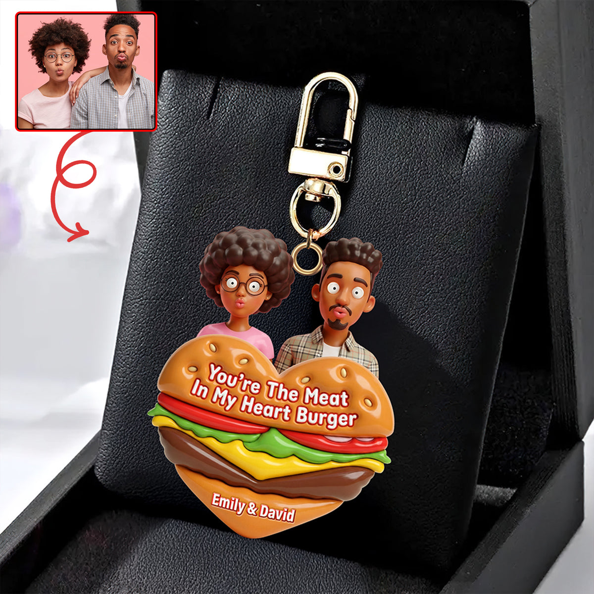 Cute Food Pun Keychain - Personalized Custom Photo Gift For Couples 02HUQN210126-Homacus