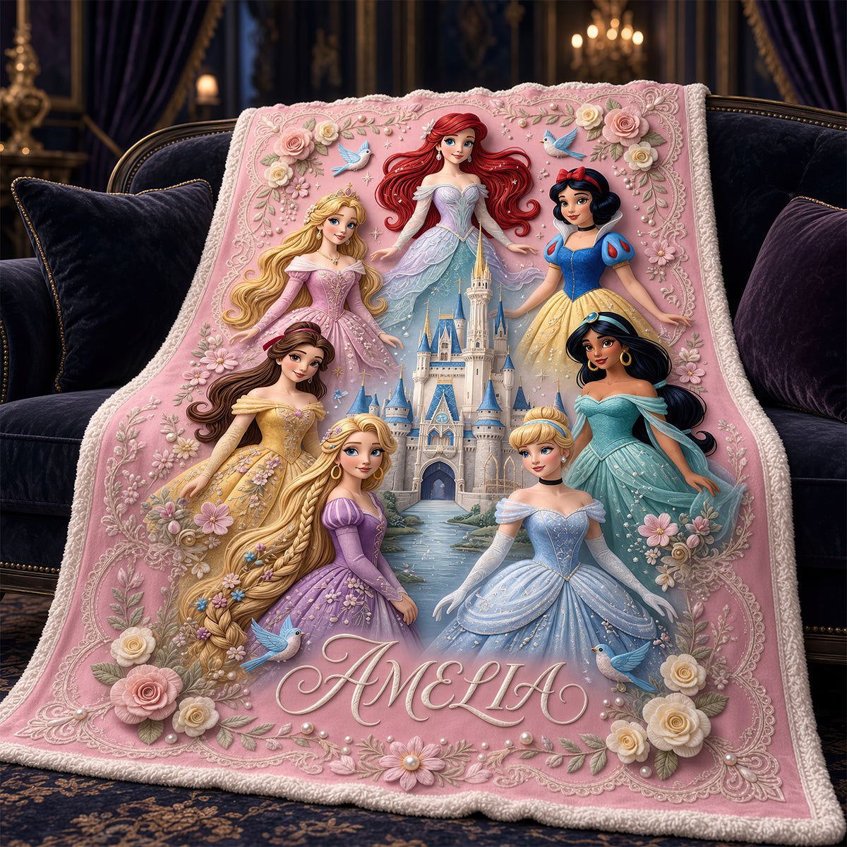 Lovely Fairy Tale Princesses Blanket - Personalized Gifts 04padt061026